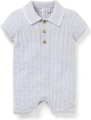 Janie and Jack Baby Collared Knit Romper in Grey at Nordstrom, Size Newborn