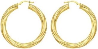 Tresorra 14K Yellow Gold Full Twist Large Hoop Earrings
