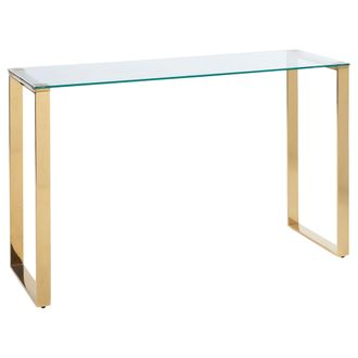 Beliani Beliani - Consola De Vidrio Templado Transparente Dorado 120 X 40 Cm Acero Inoxidable Tilon