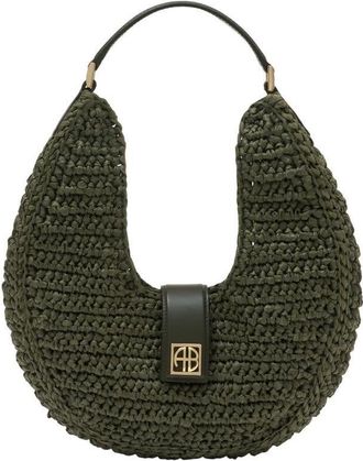 Anine Bing Crocheted Cotton Shoulder Bag Green