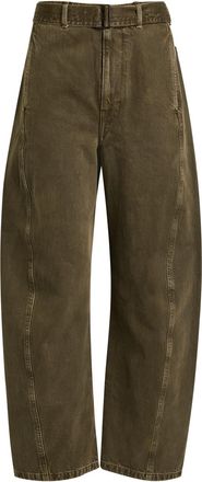 Christophe Lemaire Belted Barrel-leg Jeans - Dark Green - Xxs (UK4 / Xxs)