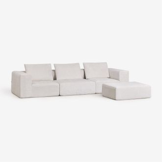 Sklum Sof&aacute; Modular De 3 Piezas Y Puff En Chenilla Envasado Al Vac&iacute;o Norridge Sklum
