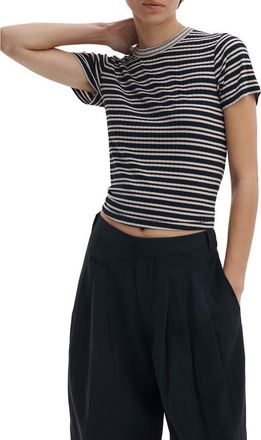 Rag & Bone Luca Rib Stripe T-Shirt in Ivory/black Multi at Nordstrom, Size Xx-Small