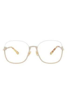 Chlo&eacute; 56mm Square Optical Glasses in Gold Gold Transparent at Nordstrom Rack