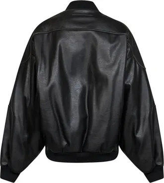 Maison Margiela Womens Bomber Jacket, Black Faux Leather Polyester Jackets