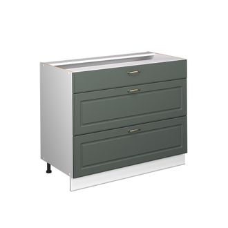 Vicco Mueble Bajo De Cocina Fame-line, Verde Dorado Casa De Campo/blanco, 100 Cm Sin Encimera, Vicco