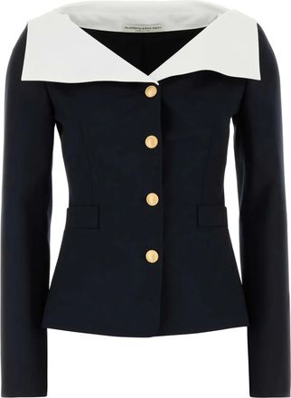 Alessandra Rich Blazer blu navy in lana elasticizzata
