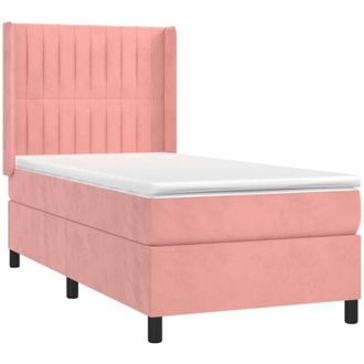 vidaXL Vidaxl - Cama Box Spring Colch&oacute;n Y Led Terciopelo Rosa 100x200 Cm