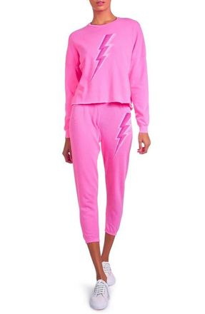 Lauren Moshi Alana x Pink Lightning Bolt Sweatpants in Neon Pink at Nordstrom, Size X-Small