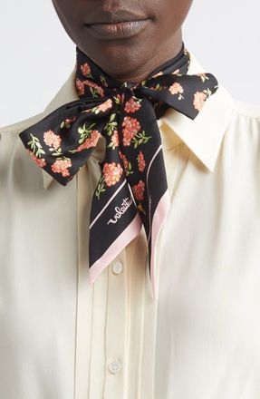 Valentino Garavani Mazzetto Coriandolo Silk Skinny Scarf in Black/Rose at Nordstrom