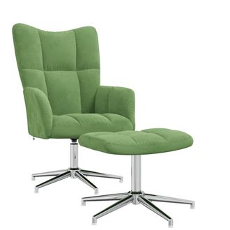 vidaXL Sill&oacute;n De Relax Con Taburete Terciopelo Verde Claro Vidaxl