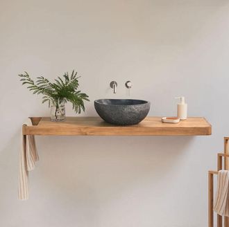 Sklum Conjunto De Mueble De Ba&ntilde;o 130x45 Cm Suspendido En Madera De Teca Neill Sklum