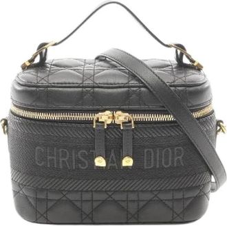 Dior Pre-owned Diortravel Small Vanity Cannage 2Way Handbag - Dames - Vintage Mini Tas - Zwart - ONE Size - Leer - Vintage