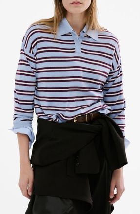 Mango Stripe Sweater Polo in Sky Blue at Nordstrom, Size X-Small