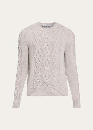 Iris Von Arnim Mens Cashmere Cable Crewneck Sweater