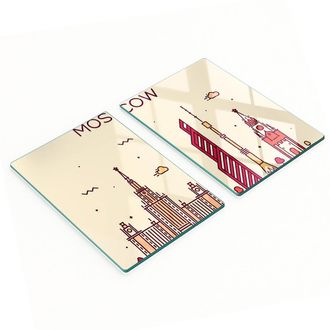 OEM Taglieri E Vassoi Decorativi In Vetro Con Motivo Edificio Di Mosca, 2x40x52 Cm