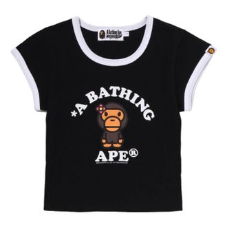 A Bathing Ape (WMNS) A Bathing Ape Baby Lisa College Cropped T-Shirt Black 2M20-209-301-BLK
