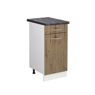 Vicco Mueble Bajo De Cocina R-line, Roble Artesanal, 40 Cm, Et Antracita, Vicco