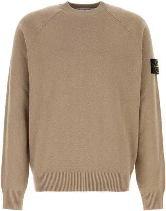 Stone Island Beige Crew Neck Sweaters