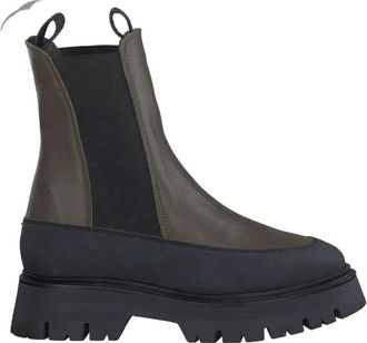 Tamaris Stijlvolle Groene Leren Enkellaarsjes - Dames - Chelseaboots - Groen - 39 EU - Leer - Schoenen