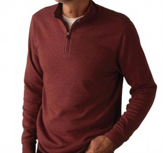 The Normal Brand Puremeso Weekend Quarter Zip Sweater In Redwood