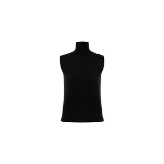 Alberta Ferretti Alberta Ferretti, Cashmere Knitwear, female, Black, Size: XL High-neck Embellished Top