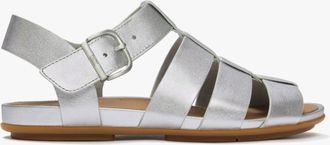 FitFlop Fitflop Gracie Leather Womens Ankle Strap Sandals Silver - Size UK 7