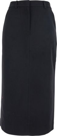 Dunst Black Long Skirt With Belt Loops And Rear Single Slit In Wool Blend Woman