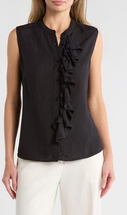 Area Stars Ruffle Sleeve Linen Top in Black at Nordstrom Rack, Size X-Small