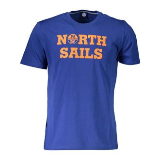 North Sails T-Shirts, male, Blue, Size: 2XL Blue Short Sleeve T-Shirt with Logo Print