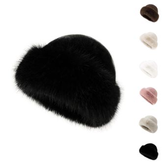 Generic 2026 New Womens Winter Faux Fur Bucket Hat Fluffy Furry Warm Hat Warm Faux Mink Plush Hats for Women (Black,One Size)