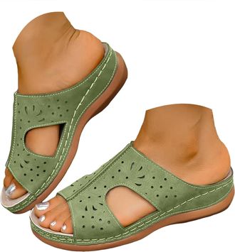 Generic Orthopedic Sandals for Women 2026 Summer Shoes Women Dressy Comfortable Arch Support Wedge Non Slip Flip-Flops, PU Leather Slides, Shoes for Dressy Su