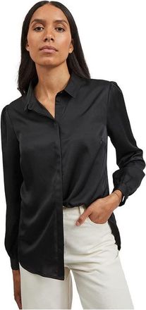 Vila Womens VIELLETTE Satin L/S Shirt/SU - NOOS Blouse, Black, 42