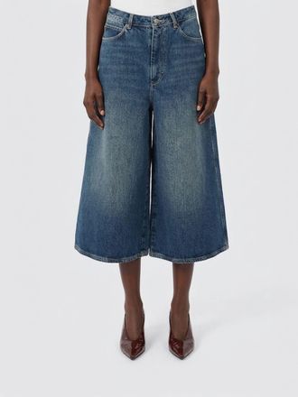 SOEUR Pantaloncini Joyce in denim di cotone cropped a gamba larga