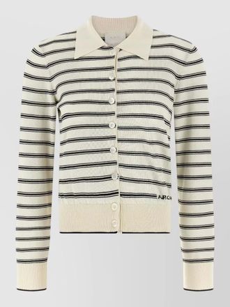 A.P.C. striped cotton polo-collar cardigan