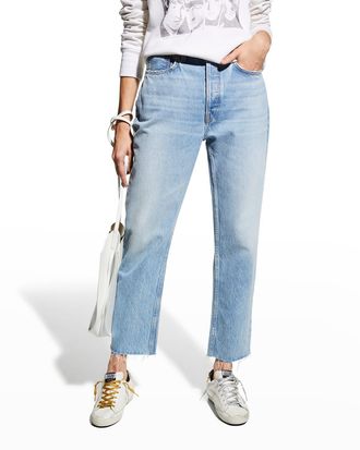 Re/Done High-Rise Stovepipe Jeans with Raw-Edge Hem
