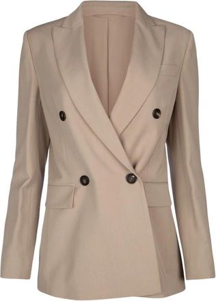 Brunello Cucinelli Beige Wollen Jas Elegante Stijl - Dames - Blazers - Beige - XS - Wol - Jassen