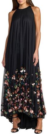 Mac Duggal Sequin Embellished Sleeveless High Low Gown in Black Multi at Nordstrom, Size 12