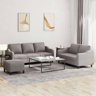 vidaXL Vidaxl - Juego De Sof&aacute;s Con Cojines 3 Piezas Tela Gris Taupe