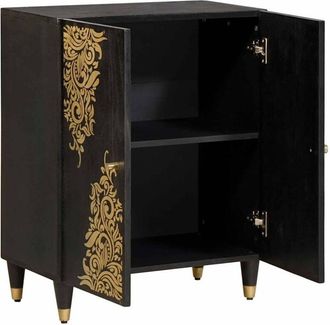 vidaXL Aparador Negro 60 X 33 X 75 Cm Madera De Mango Maciza Vidaxl