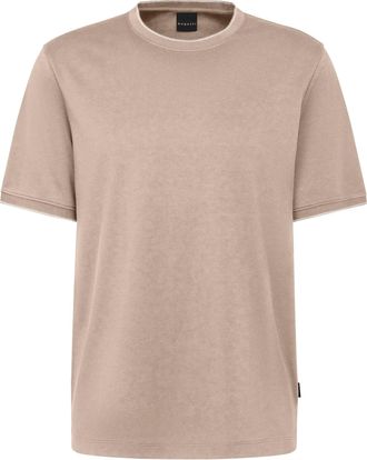 Bugatti T-Shirt BUGATTI, Herren, Gr. XXL, beige (60, taupe), 50% Baumwolle, 50% Polyester, unifarben, normal, Rundhals, gerader Abschluss, Shirts T-Shirt, aus