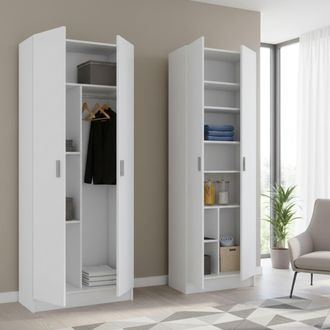 Dmora Armario Multiuso Grande Dairago, Modular, 9 Estantes, 4 Puertas, 132x180h Cm Blanco