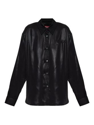 Diesel C-Simplier buttoned logo shirt - women - Polyester - 36 - Black