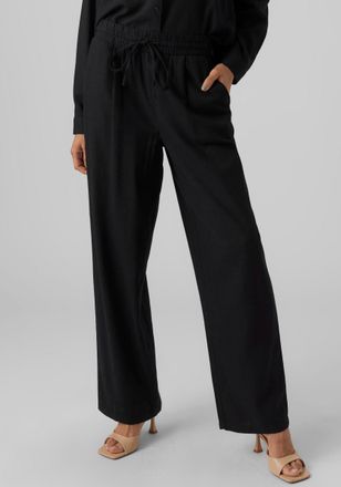 Vero Moda Schlupfhose VERO MODA VMJESMILO HW WIDE PANTS WVN NOOS, Damen, Gr. XL (42), N-Gr, schwarz, Web, Obermaterial: 55% Viskose, 45% Leinen, unifarben, norm