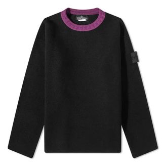 Stone Island Shadow Project Contrast Collar Crew Knit Black 77195042U-V2029