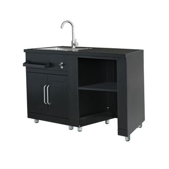 Oviala Cocina exterior de 2 elementos con fregadero negro