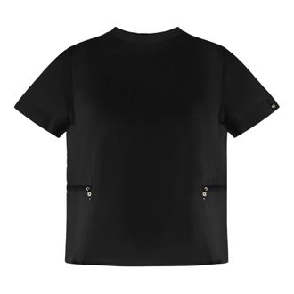 Herno T-Shirts, female, Black, Size: XS T-shirt in Chic Cotton Jersey and New Techno Taffeta