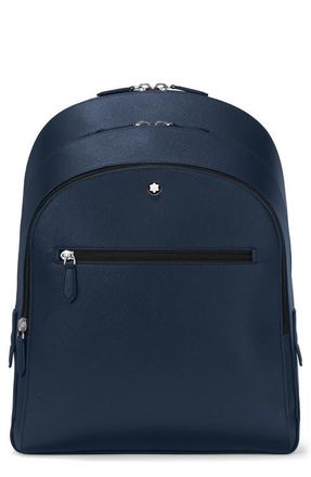 Montblanc Medium Sartorial Leather Backpack in Ink Blue at Nordstrom