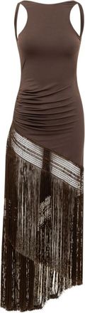 Andamane Brown Round Neck Maxi Dress