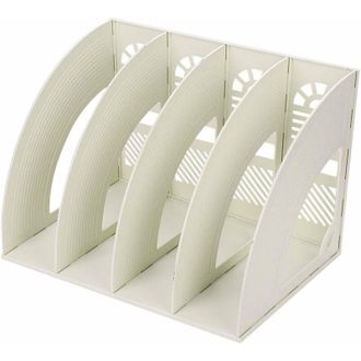 OEM [mai Usato]organizzatore Da Scrivania In Plastica Con 4 Scomparti. Adatto Per Fogli A4, Riviste E Documenti. Dimensioni: 23,5 X 23,5 X 33 Cm
